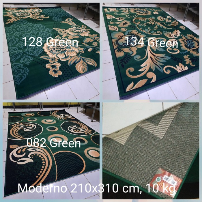 Karpet Permadani Moderno Momento Besar Jumbo 210X310 Cm Hijau Green