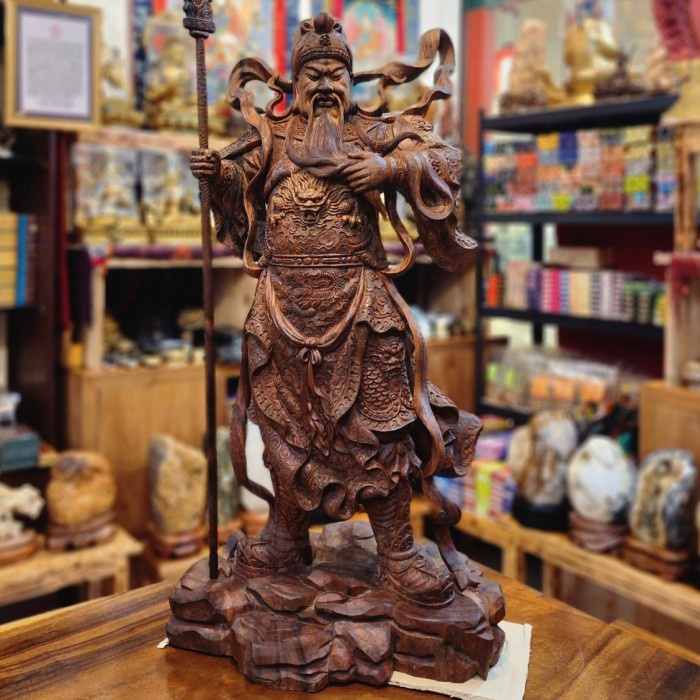 (100cm) patung kwan kong rupang handmade kayu gaharu buaya