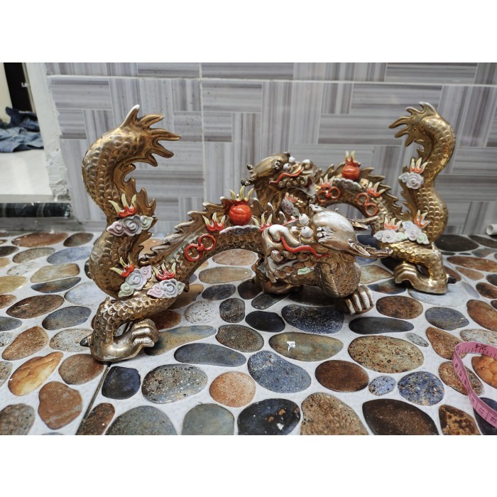 Patung Keramik Naga Sepasang Kuno Jadul Antik