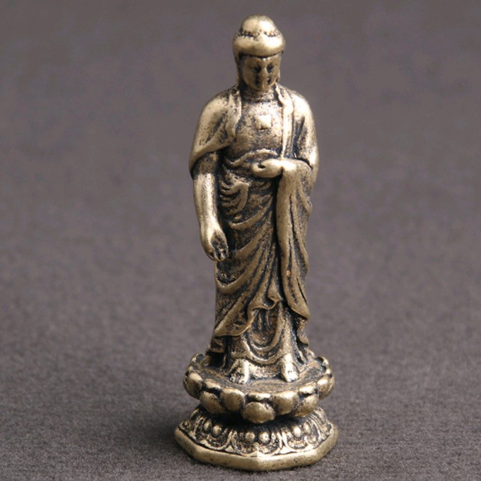 Patung Buddha kuningan mini, tinggi 5 cm