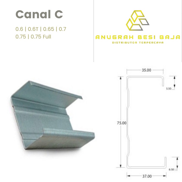 RANGKA BAJA RINGAN KANAL C / C TRUSS / CANAL C PANJANG 6 METER