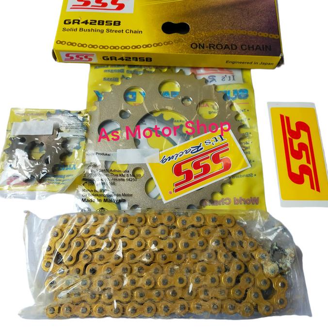 Gear Set Sss 428 Rantai Gold Sss Original Cb150R Cbr150R Tiger Megapro