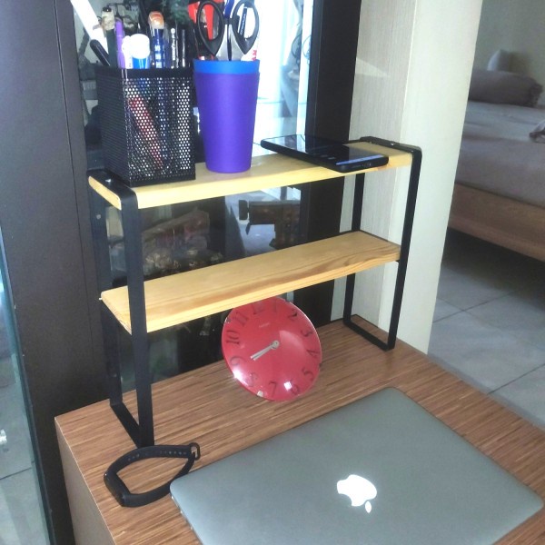 Rak Dinding Dapur Nimalis Ambalan Kayu 2 Tumpuk Panjang 30 Cm