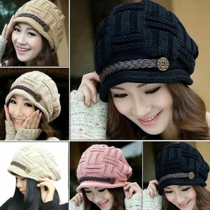 Topi Kupluk Rajut Import Wanita