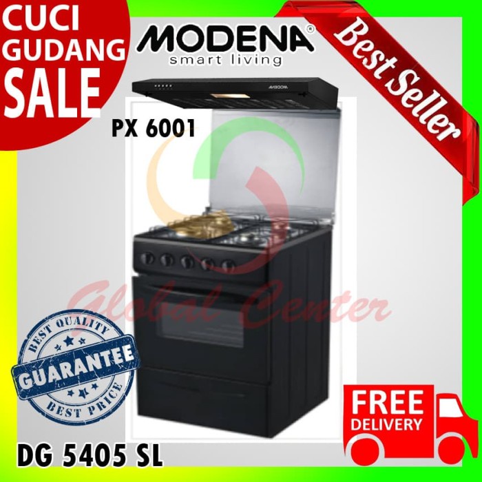 Promo Paket Freestanding Kompor Dg 5405 Sl Dan Cooker Hood Px 6001 Garansi R
