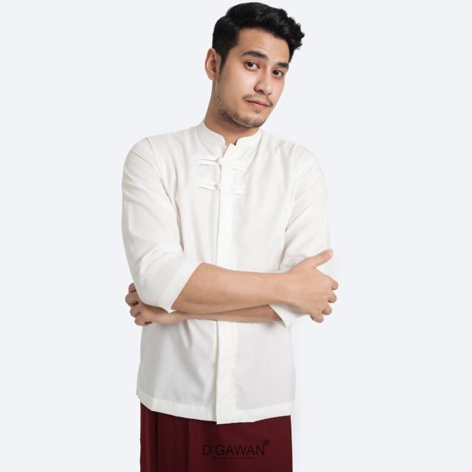 Atasan Pria Putih Kancing Cheongsam Abyad Series
