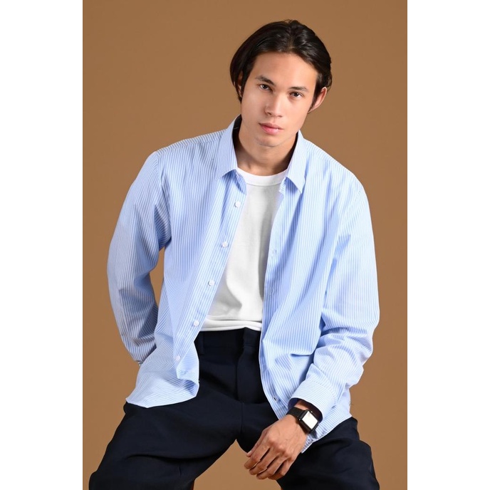 Kemeja Prepp Studio Textured Stripe Shirt Blue