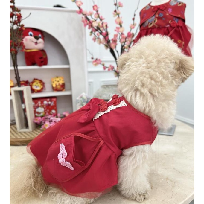 Baju Anjing Cheongsam Imlek Dgn Tas Kecil