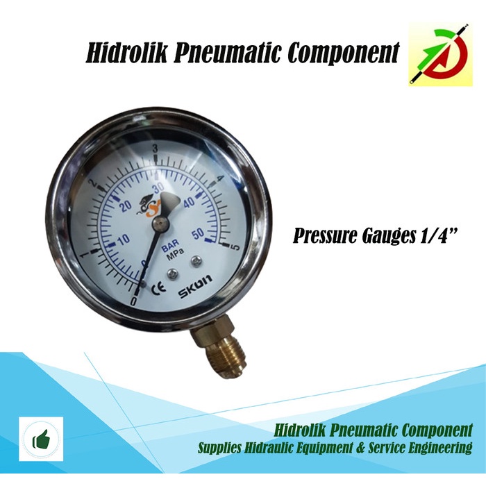 Jual pressure gauge skon 50 bar drat 1/4" / skon gauge 50bar model raket