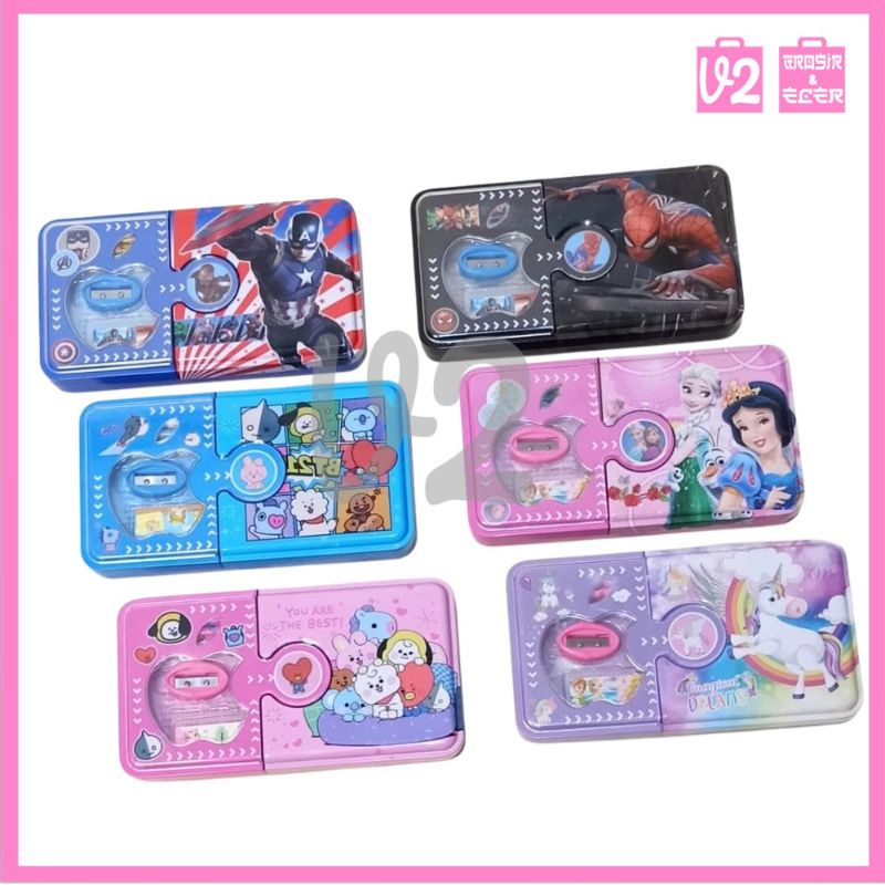 

V2_Pensil Case Besar Jumbo + Set alat tulis GPO18-3 | Kotak pensil XiaoLingJing Premium Besar Jumbo