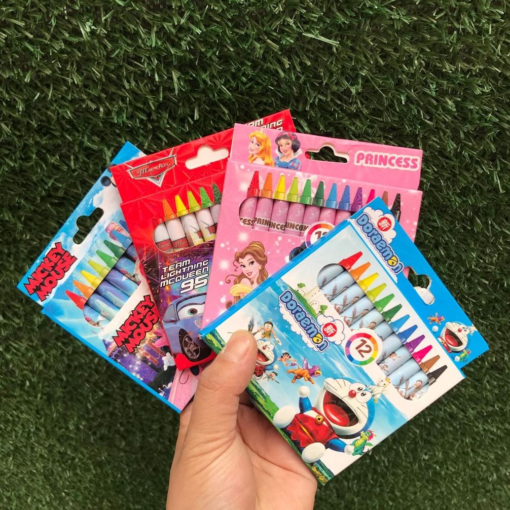 

12-warna mini krayon TK hadiah kecil sikat gambar Kartun Import