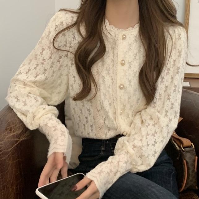 BLOUSE LENGAN PANJANG KOREA BROKAT RENDA IMPORT WANITA KOREA BRUKAT RESTIHASTUTISHOP