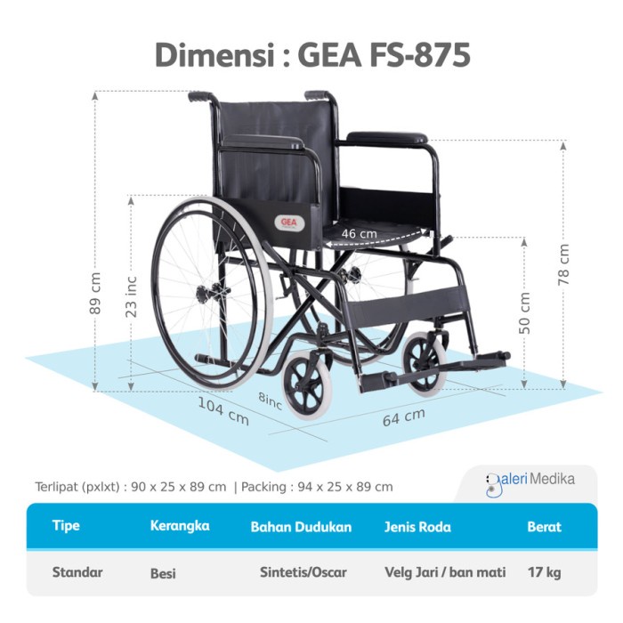 CN- Kursi Roda GEA FS 875 - Wheelchair FS875 - Kursi Roda Standar