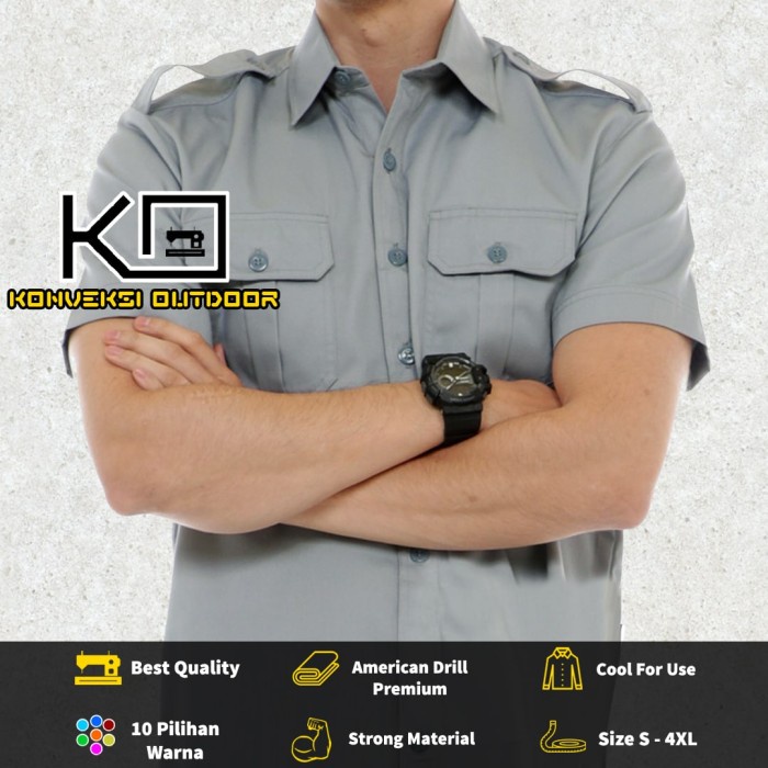 Kemeja Pdl Lapangan Lengan Pendek Outdoor Gunung Seragam Pdh Abu-Abu