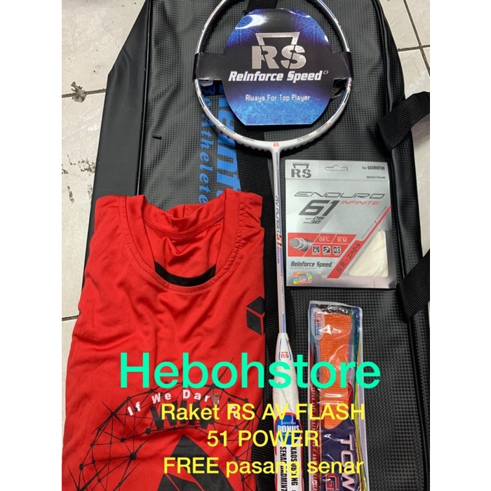 Raket Badminton Rs Av Flash 51 Power Full Set Komplit Original Terpopuler