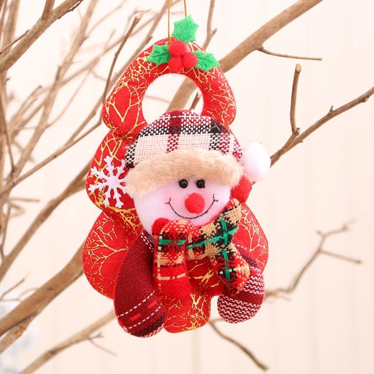 Gratis Ongkir Aksesoris Pohon Natal Boneka Santa Rusa Manusia Salju Beruang Liontin Kain Xmas Terbar