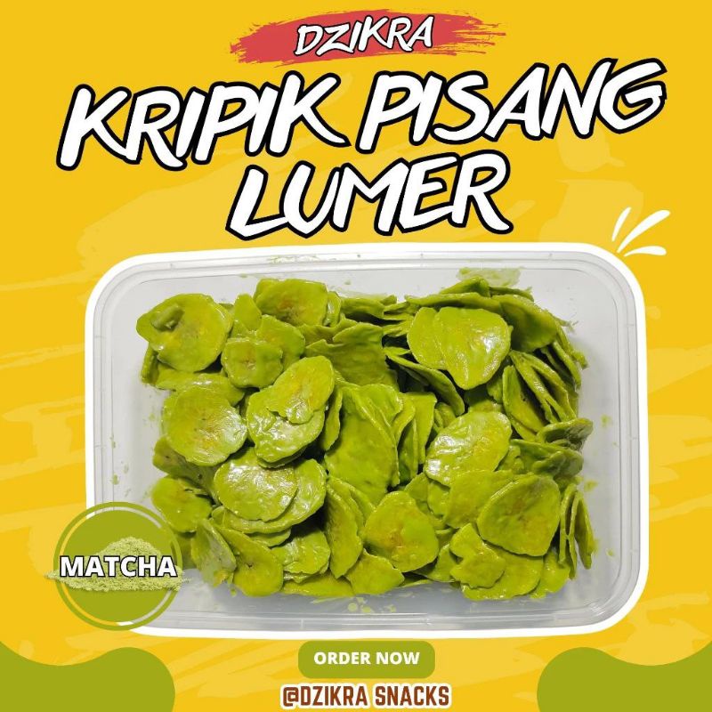

Dzikra Snack kemasan box 175gr Ekstra lumer - cemilan enak kripik pisang Matcha super
