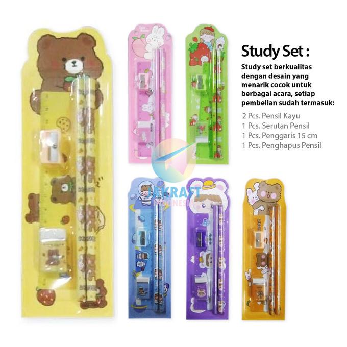 

Paket Alat Tulis Isi 5 Study Set Souvenir Stationery Anak Wjtz-5601-06 Kode 316