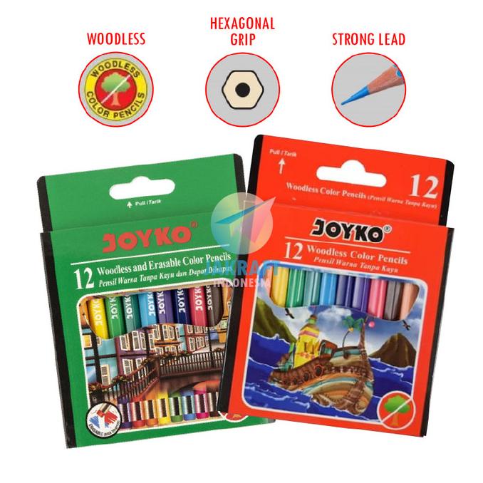 

Pensil Warna Pendek 12 Warna Joyko Color Pencil Cp-107 Woodless Kode 689
