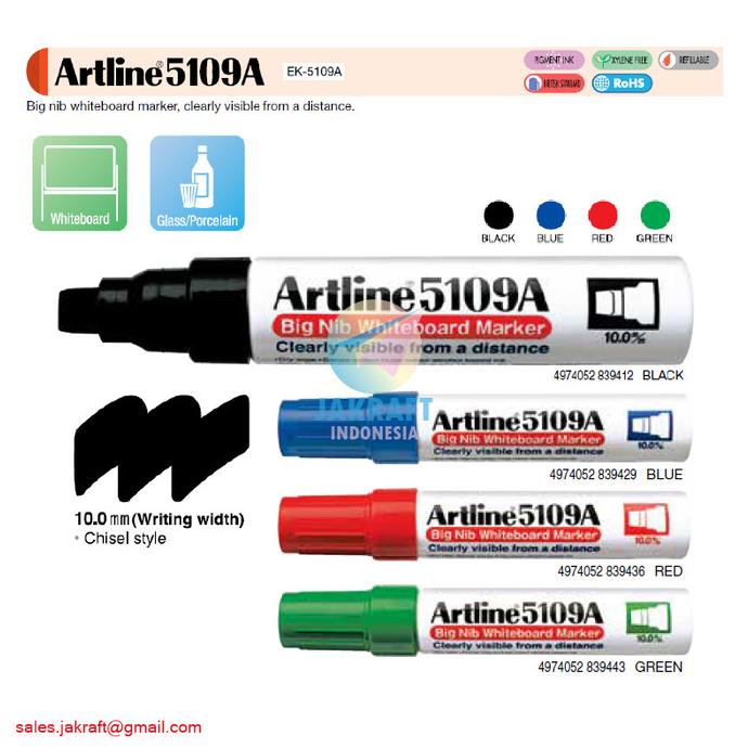 

Spidol Jumbo Papan Tulis Kaca Artline Ek-5109A Whiteboard Marker 10 Mm Kode 1047