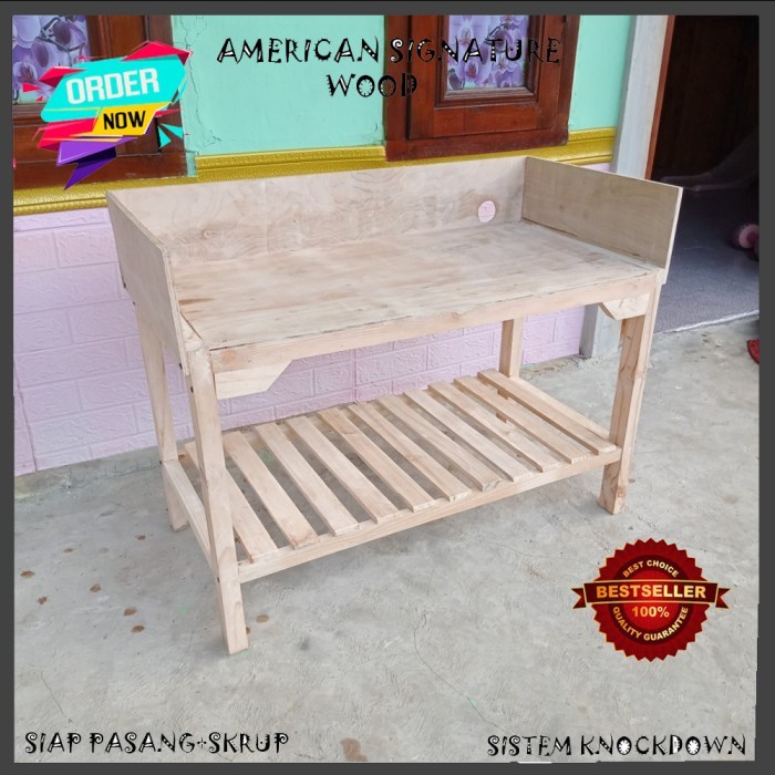 Terbaru Meja Kayu/Meja Dagang/Meja Kompor - Tinggi 70, 1 Tungku / Berdagang  Promo Terlaris