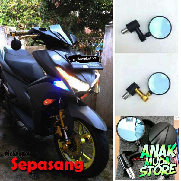 Spion Jalu Bulat Spion Setang stang Motor Full Cnc aksesoris variasi Motor Custom CB 100 vespa Vario