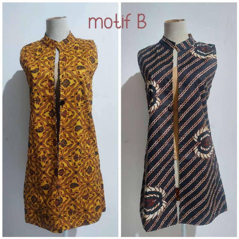 Bolero Kerah Shanghai Bb05 / Rompi Batik Outer Luaran Bolak Balik Tanpa Lengan