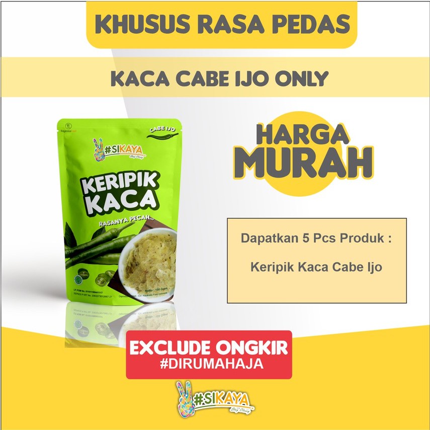 

Paket Keripik Kaca/Keripik Beling Pedas Cabe Ijo Only -Sikaya