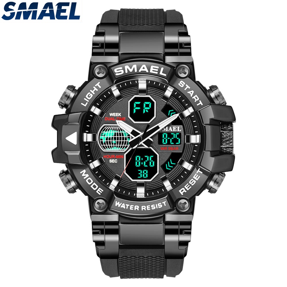 [NEW COLLECTIONS] BEST SELLER SMAEL 8027 JAM TANGAN WANITA/PRIA SPORT ORIGINAL DOUBLE TIME TAHAN AIR