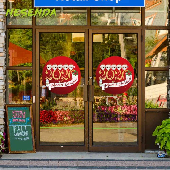 

New Nesenda Stiker Dinding / Jendela / Lantai Tema Natal Untuk Limited Stock