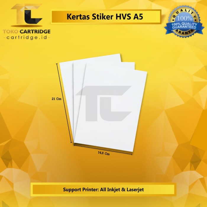 

Kertas Sticker HVS Matte Stiker Doff Camel Ori A5 Laser Inkjet isi 100