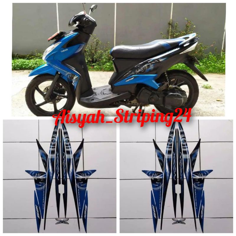 stiker sticker Striping Lis body motor Yamaha Xeon karbu 125 2012 hitam biru