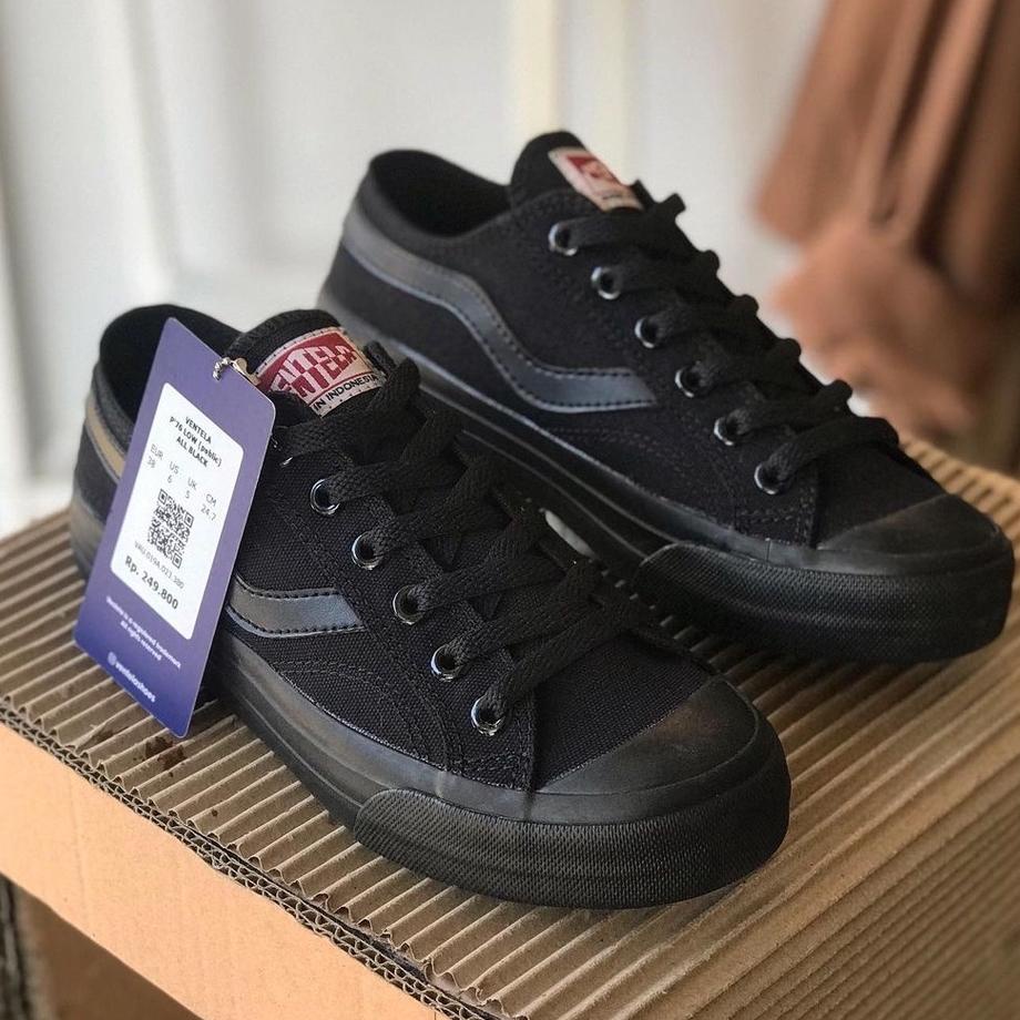[Asm] Live Sale Sepatu Ventela Public Low All Black 100% Original Full Black Pria Wanita - Sneakers 