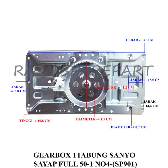 Gearbox Mesin Cuci 1 Tabung Sayap Full Sanyo