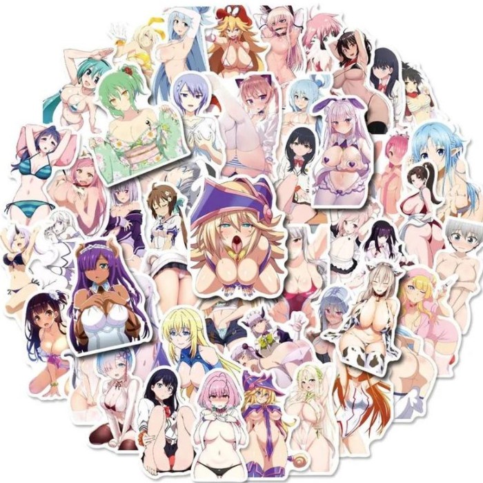 50pcs Sticker Anime Ecchi Sexy Waifu Bikini Stiker Laptop Hp Vinyl