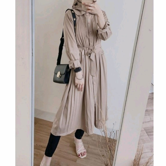 Baju Muslim Tunik Plisket Premium Atasan Wanita Casual