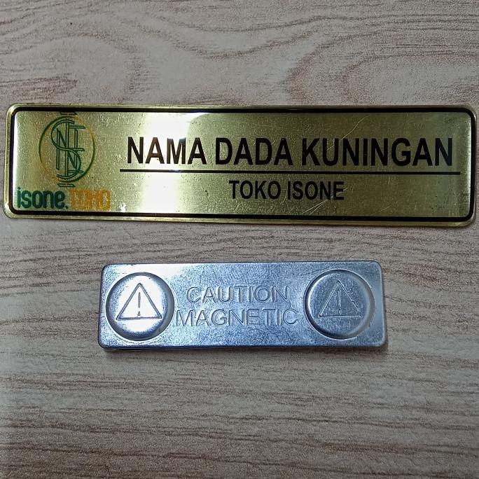 

Nama Dada Name Tag Kuningan Stainless Steel 0.5 Magnet Peniti Custom