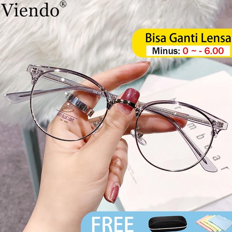 PREMIUM Viendo Kacamata Photocromic Minus Anti Radiasi Blueray Frame Wanita Pria Cowok 2 in 1 Bluecr