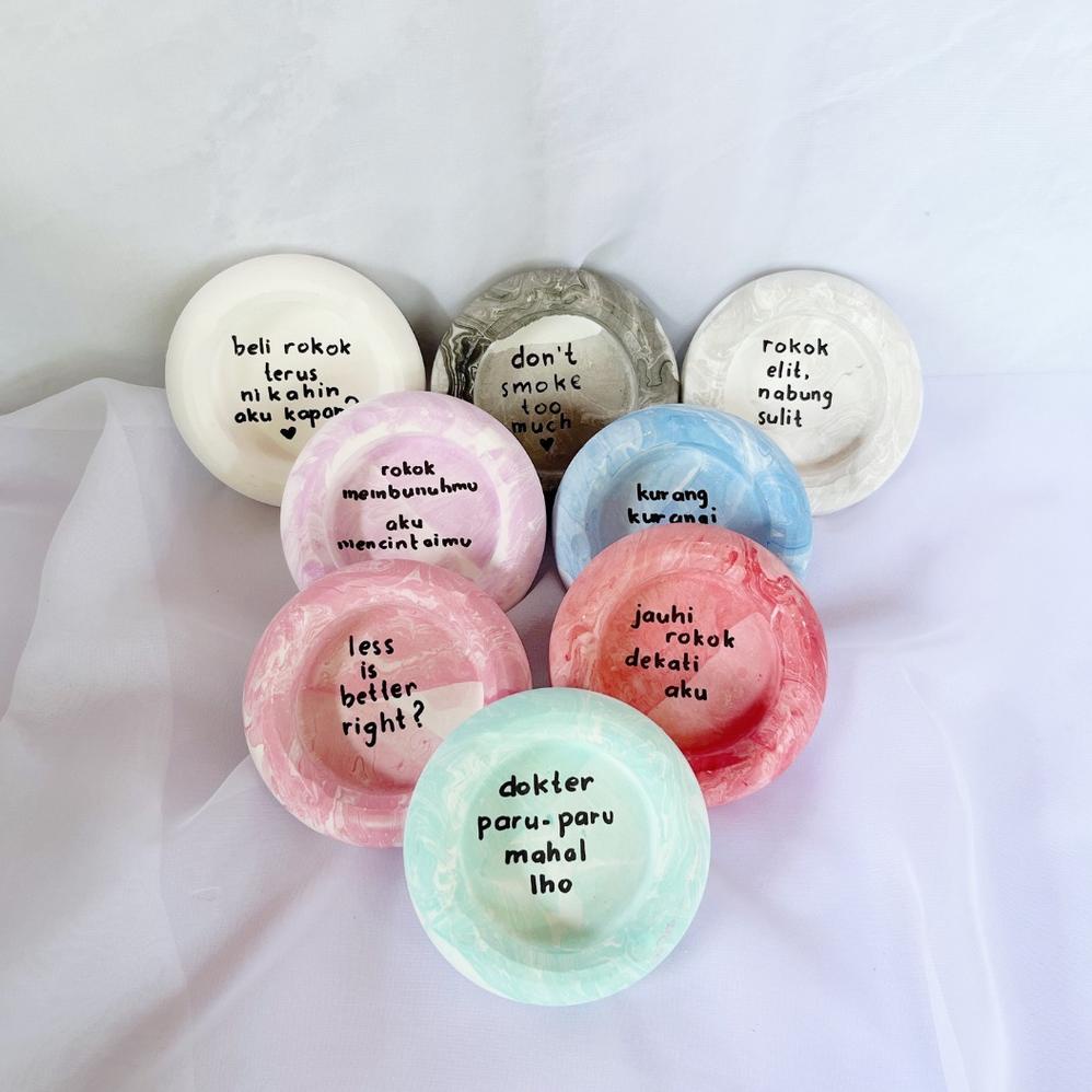 Pomo Akhir Tahun Asbak Bulat | Korek Rokok Aesthetic Aestetik Unik Bali Marble Souvenir Pernikahan G
