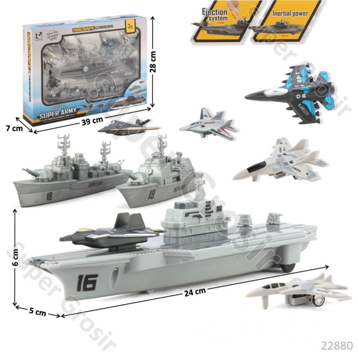 Mainan Anak Mainan Kendaraan Militer Kapal Induk dan Pelontar Pesawat Tempur Kapal Aircraft Carrier