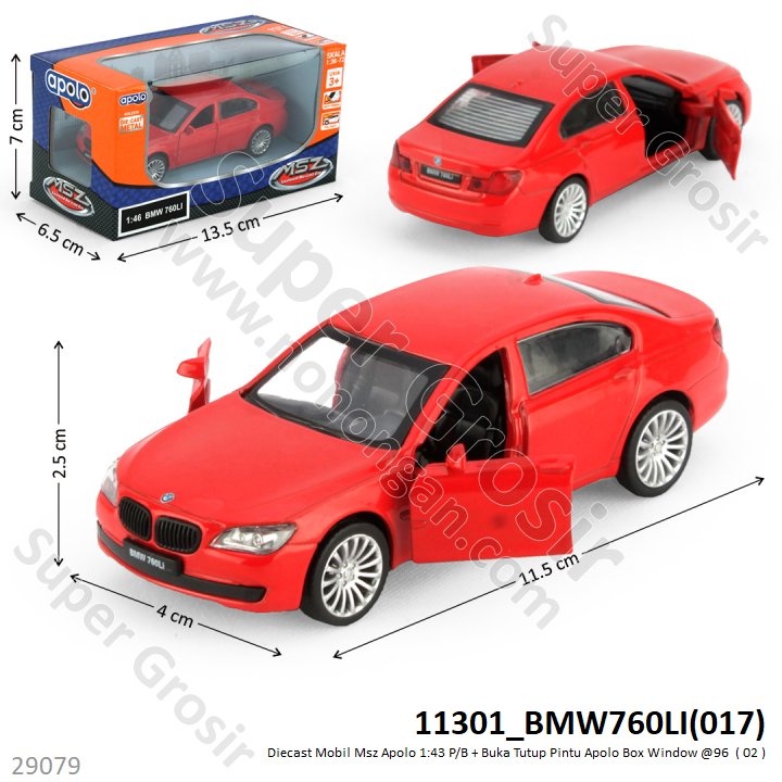 Mainan_Miniatur Diecast Mobil Msz Apolo 1:43 P/B + Buka Tutup Pintu Apolo
