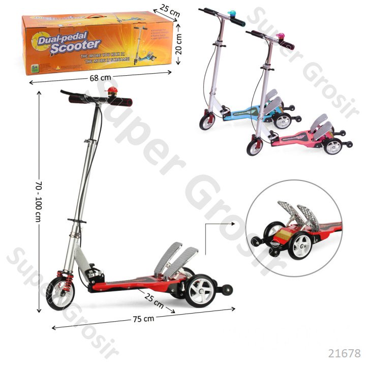 Mainan Anak Scooter Injak Dual Pedal Besi Rem Tangan + Bel Dual-Pedal Scooter