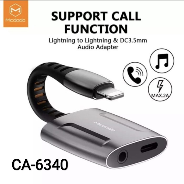 MCDODO SPLITTER FOR IPHONE LIGHTNING TO AUX + LIGHTNING 2A