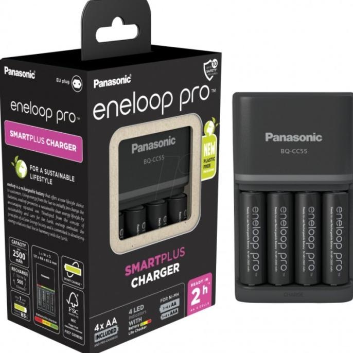 Panasonic Eneloop Pro Smart Plus Charger + 4 Baterai Aa 2500Mah