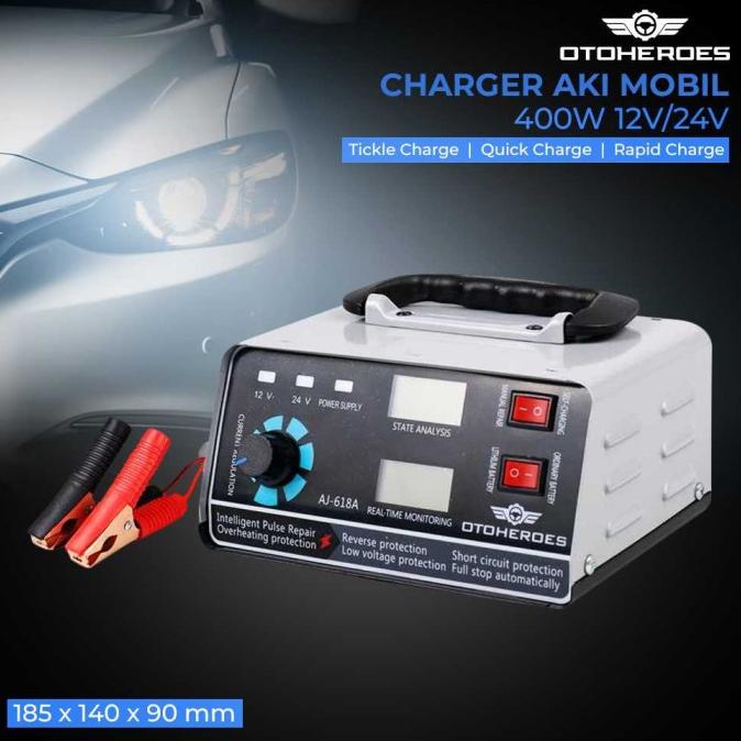 Charger Aki Mobil Otomatis 400aH 12/24V Cas Accu Motor