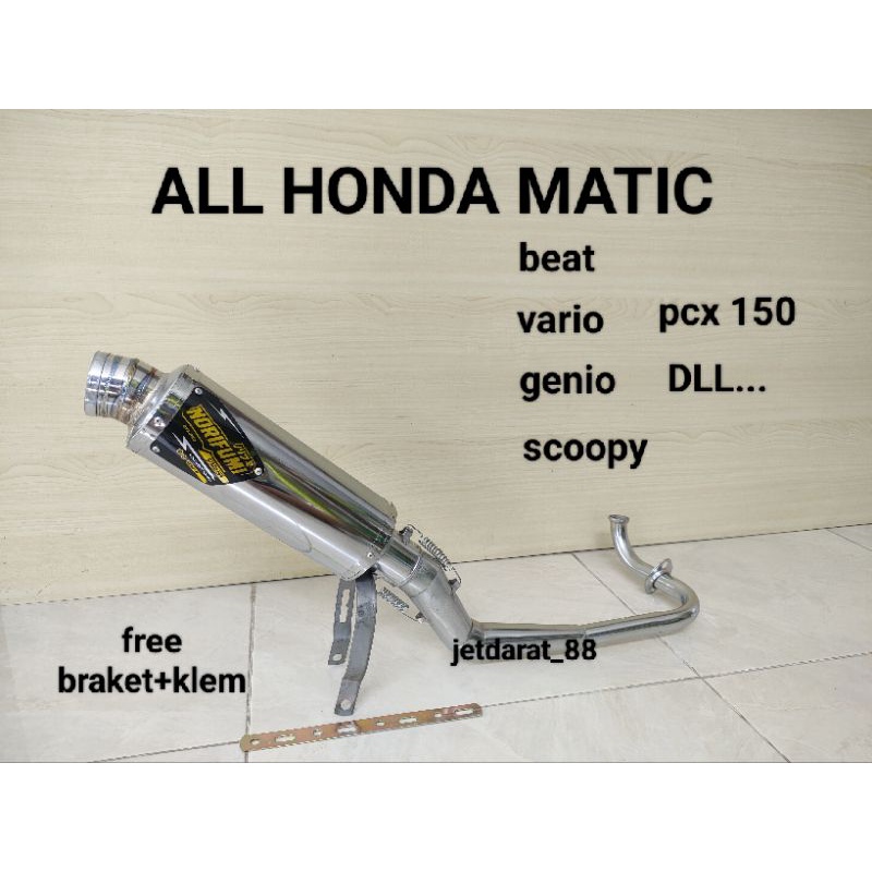 knalpot racing NORIFUMI GTX untuk semua motor  matic HONDA./ALL HONDA MATIC.beat karbu.beat pgm-fi &