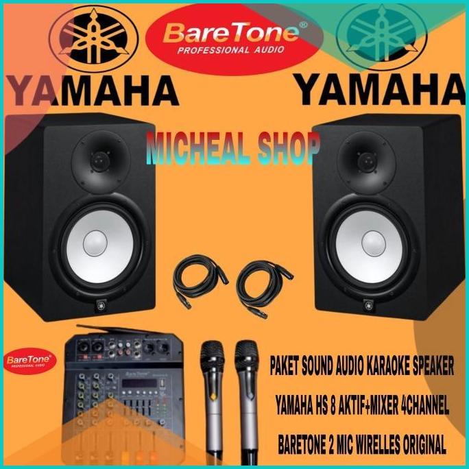 PAKET SOUND SYSTEM SPEAKER YAMAHA HS 8 AKTIF +MIXER AUDIO 4 CHANNEL B