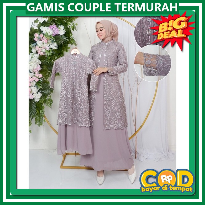 Gamis Kopel Pasangan Terbaru Serambit Lebaran Setelan Gami Gsmis Cewek Cowok Viral Baju Gamis Cople 