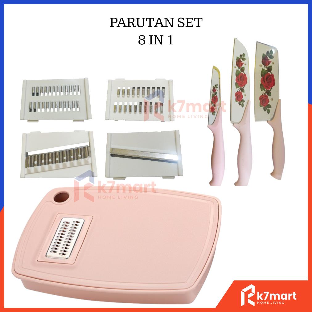 K7MART PARUTAN SET TALENAN DAN PISAU 8 IN 1 / PISAU SET PARUTAN MULTIFUNGSI / ALAT PEMOTONG SAYURAN 
