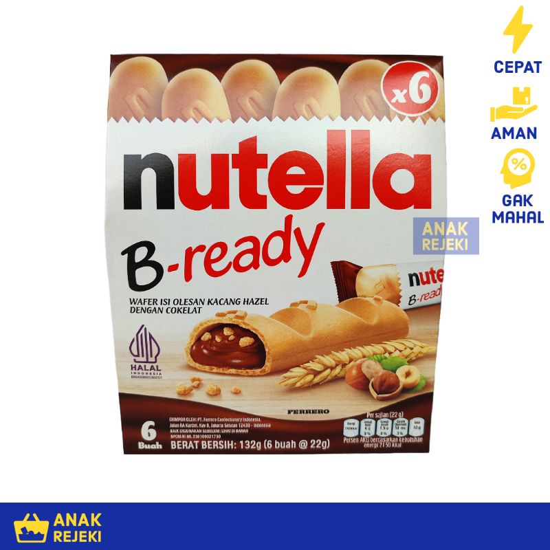 

Nutella BReady 6pcs 132gr - Ferrero Nutella B-Ready Bready Hazelnut